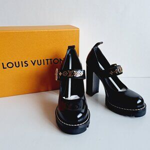 Louis Vuitton Star Trail Pumps/ Mary Janes Black Shoes Heels Size 37